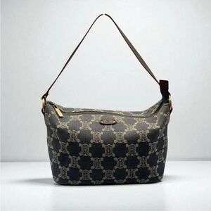 Celine Dark Brown and Cream Shoulder Bag